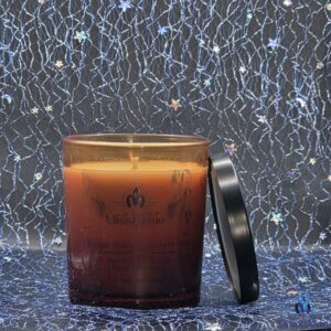Bougie verre ambré caramel beurre salé face