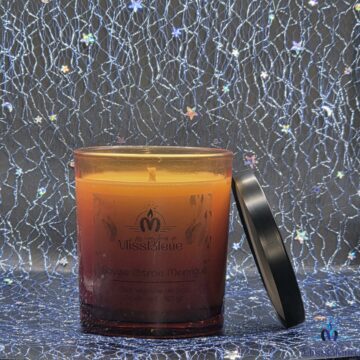Bougie verre ambré citron meringué face