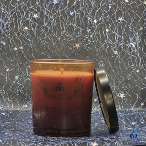 Bougie verre ambré figue pain épices face