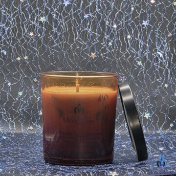 Bougie verre ambré frangipanier face