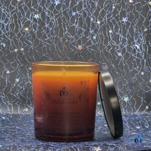 Bougie verre ambré melon face