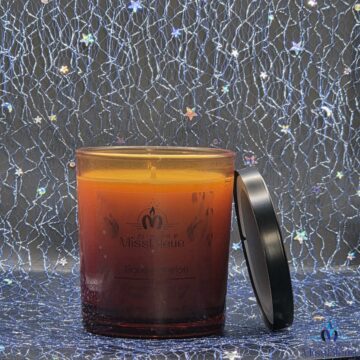 Bougie verre ambré melon face
