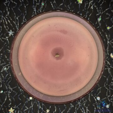 Bougie verre irise cerise noire explosive haut