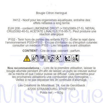 Clp bougie ambré citron meringué