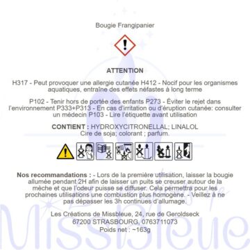 Clp bougie ambré frangipanier