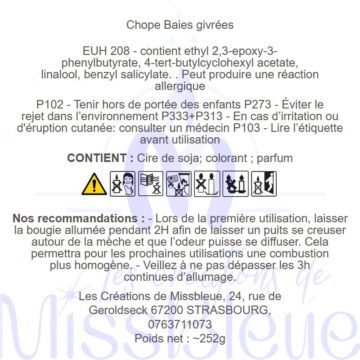 Clp bougie chope baie givrée