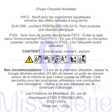 Clp bougie chope chocolat noisettes
