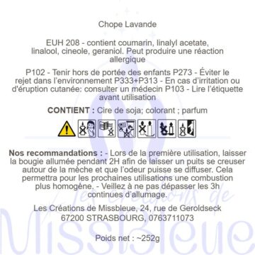 Clp bougie chope lavande
