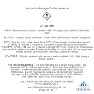 Nettoyant multi usages feuilles de menthe