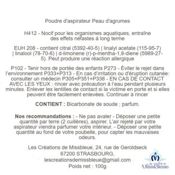 Poudre aspirateur peau d'agrumes