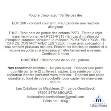 Poudre aspirateur vanille des îles
